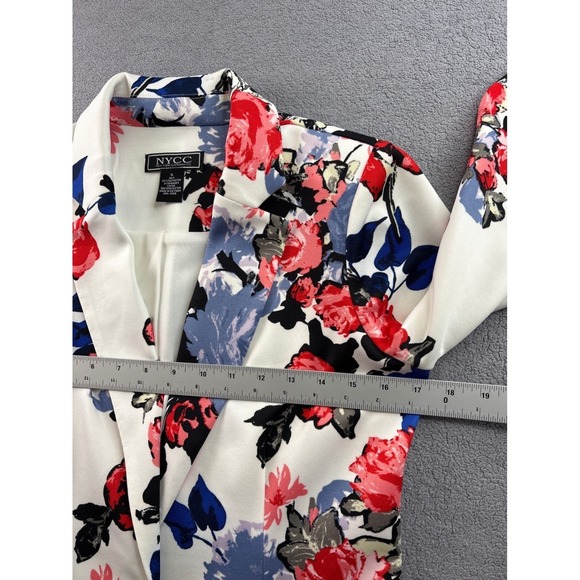 NYCC New York Clothing Co Womens Floral Blazer White Multi Color 3/4 Sleeve S - Picture 5 of 12